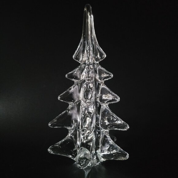 Vintage Glass Christmas Tree Clear Glass Christmas Tree, 8.25 Inches - Picture 2 of 4